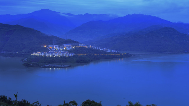 四川宜宾屏山新安镇夜景