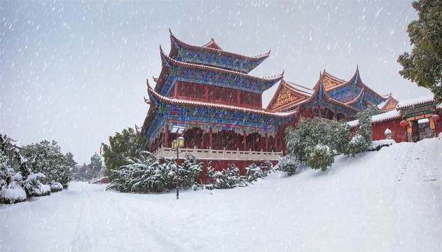 合肥开福寺山门殿雪景