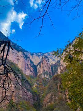 山崖山水风景峭壁崖壁崖缝