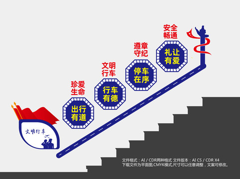 文明行车楼梯文化墙