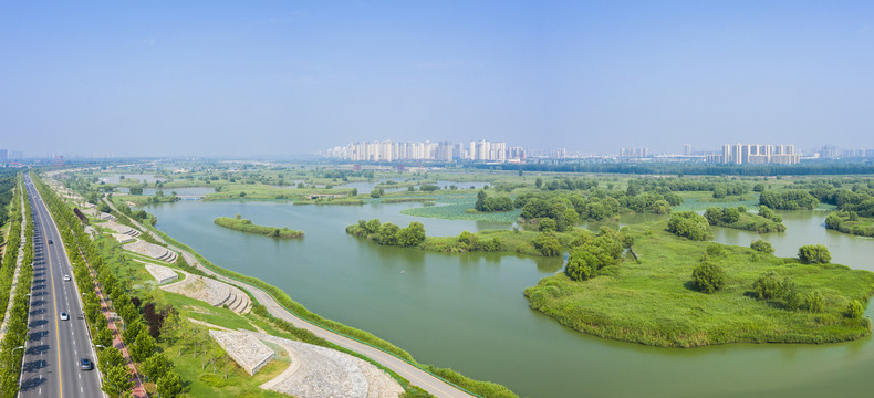 渭河湿地航拍图