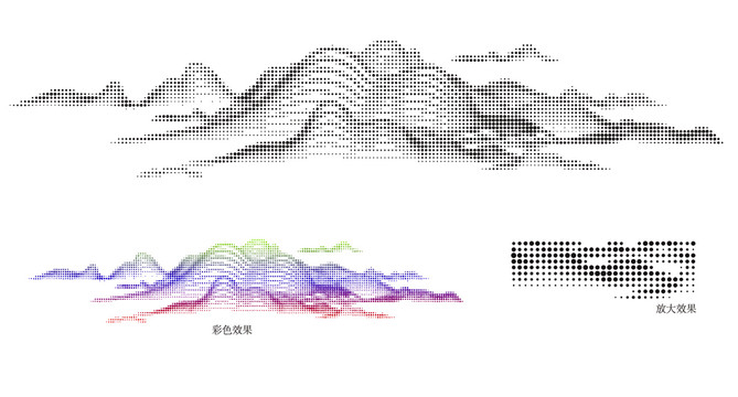 圆点激光冲孔镂空山水画