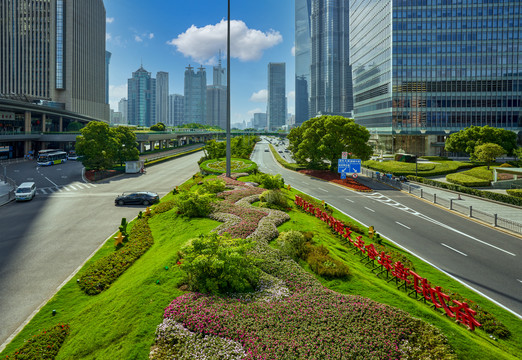 陆家嘴景观花坛