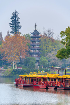 中国江苏南京白鹭洲公园白鹭塔