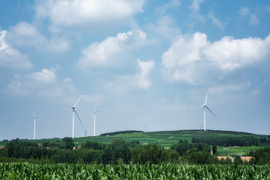 航拍农业绿色能源风力发电机