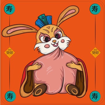 兔年卡通公仔形象寿