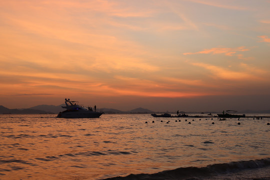 惠州巽寮湾海边日落风景照