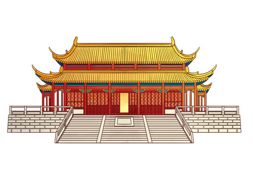 南京古建筑免抠朝天宫大成殿