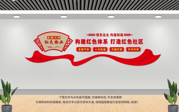 红色物业文化墙