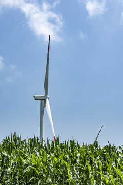 航拍现代科技风力发电机