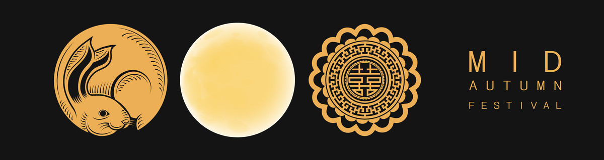 各式形态月亮 中秋节横幅