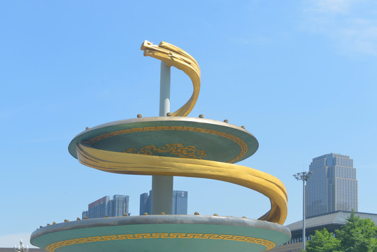 成都天府广场标志性喷泉雕塑