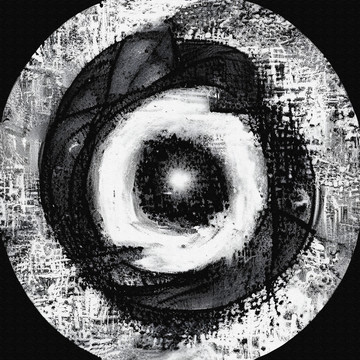 圆形黑白抽象装饰画