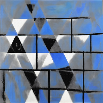 蓝色三角形抽象装饰画
