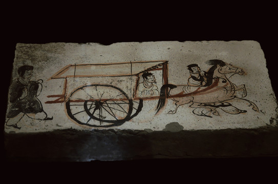 魏晋时期彩绘车马出行图画像砖