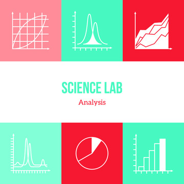 科学实验室分析图表平面插图