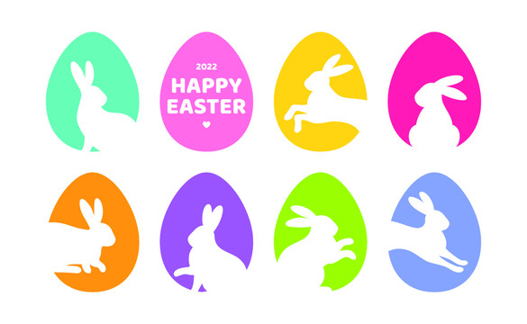 复活节彩蛋兔子剪影卡片