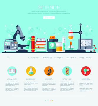 扁平风科学实验室广告模版