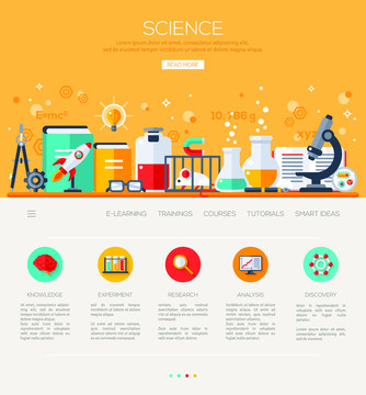 扁平风科学实验室广告模版
