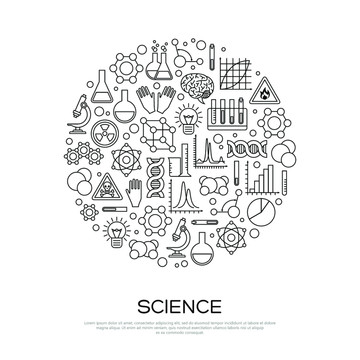 线条风科学概念图标海报