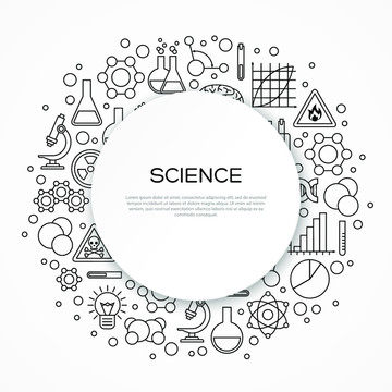 线条风科学概念图标海报