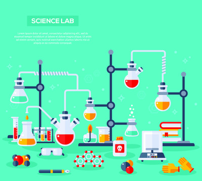 科学实验室平面插图