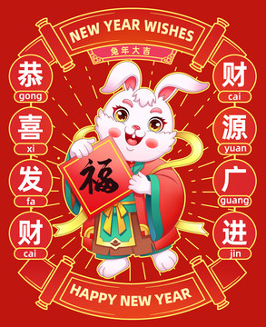 兔年海报插图装饰新年