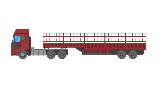 矢量红色长大卡车运输车半挂车