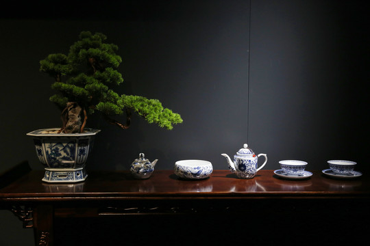 清代青花瓷茶具