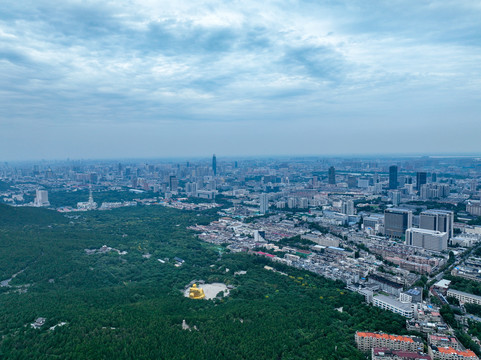 航拍济南都市风光