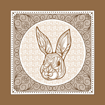 复古兔年线稿包装设计