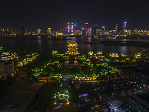 江西南昌滕王阁景区夜景