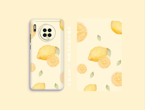 水果柠檬手机壳图案设计插画
