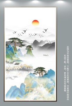 水墨山水壁画