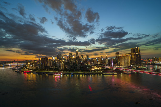 重庆渝中半岛日落夜景