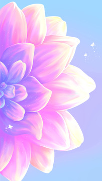 五彩花朵插画手绘鲜花玫瑰蓝色