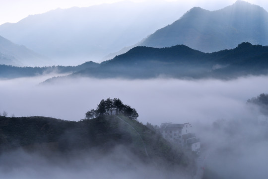 江南山水田园山村