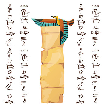 埃及鹰鸟石柱插图