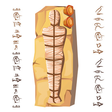 埃及木乃伊石柱插图