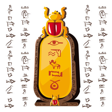 埃及神圣昆虫石雕插图