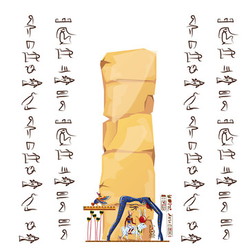 埃及鲜艳图腾石柱插图