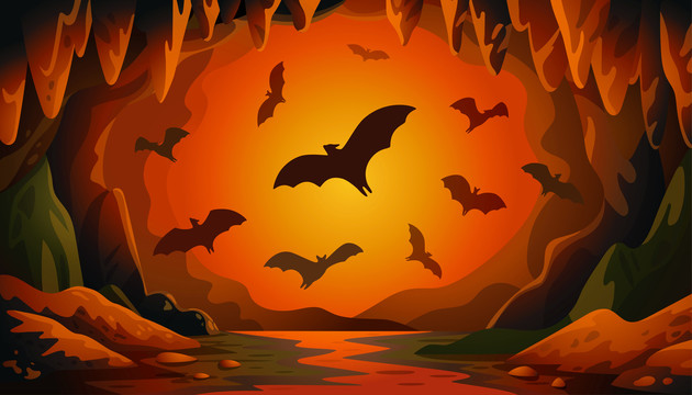 夕阳下蝙蝠洞穴插图