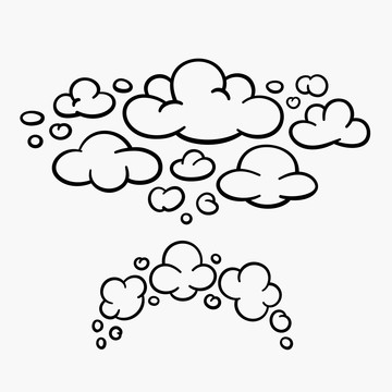 可爱线描云朵插图