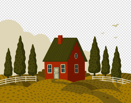 红色农场小屋插图