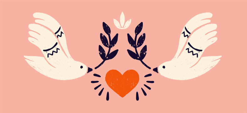 可爱鸽子情侣插图