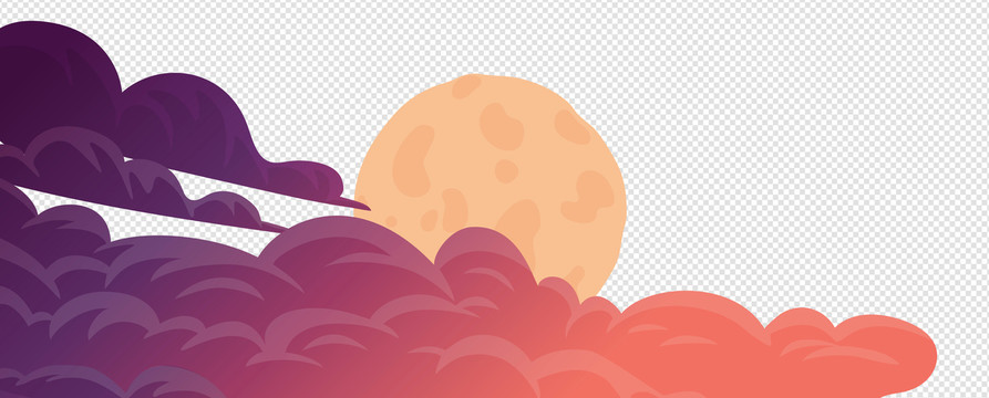 紫色云层月亮插图