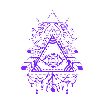 紫色金字塔图腾插图