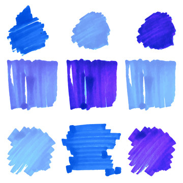 蓝色彩色笔颜料元素