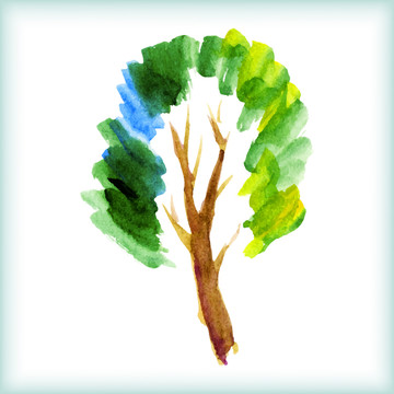 水彩涂鸦树插图