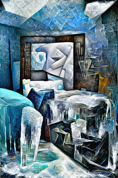 冰房间抽象装饰画